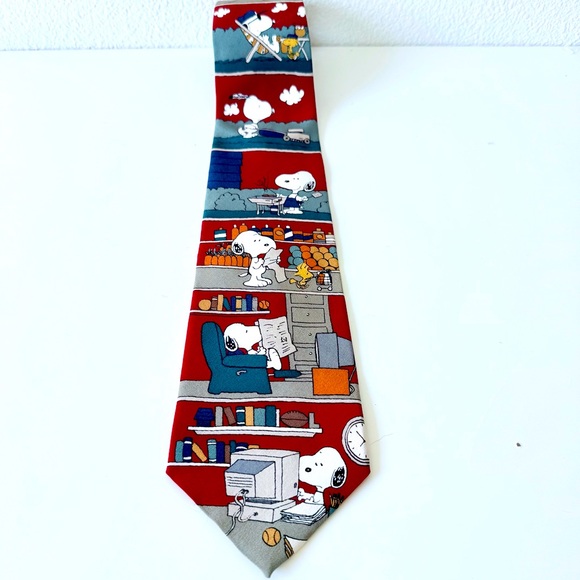 Vintage Peanuts/Snoopy “All In A Day” 100% Silk Made in USA Men’s Necktie EUC - Picture 1 of 8